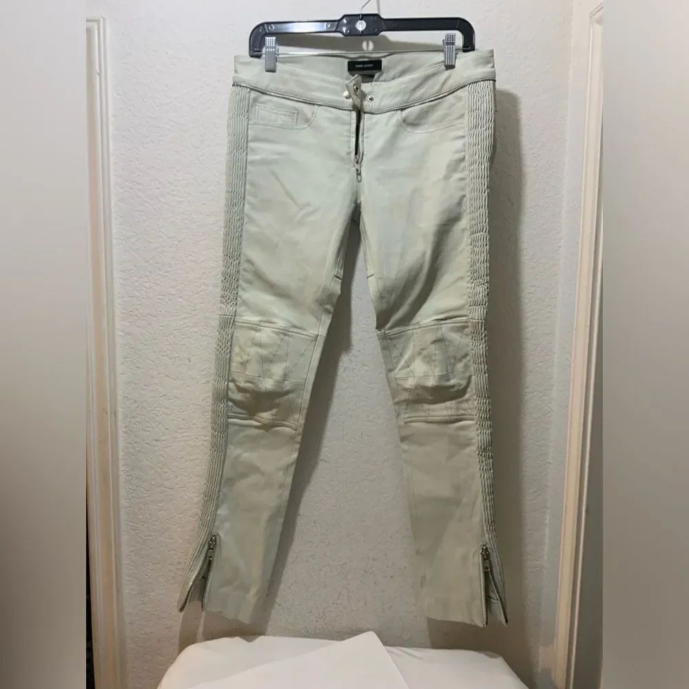 ISABEL MARANT gray  Lambskin Leather skinny Leg Pants 36 US 4